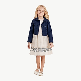 Kız Çocuk 3-7 Yaş Kot Ceketli Elbise