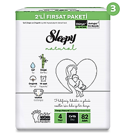 Sleepy Natural 2'li Süper Fırsat Paketi Bebek Bezi 4 Numara Maxi 82 li