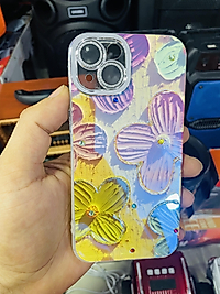 İphone 14 Çiçek Desenli Taşlı Lens Korumalı Telefon Kılıfı