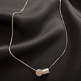 Geometrik Silver Çelik Kolye-45 cm
