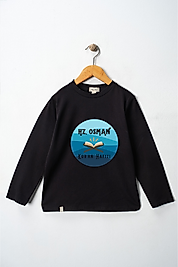 Yetişkin Uzun Kollu Bisiklet Yaka "Hz Osman"  Baskılı Tişört Mevsimlik Pamuklu