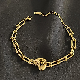 Tffny Model Kalp Detaylı Gold Çelik Bileklik