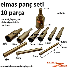 SERAMİK DELME ELMAS PANÇ SETİ 10 PARÇA FAYANS DELME CAM PANÇ DELİK AÇMA PANÇ ÇELİK ELMAS