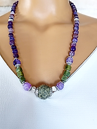 AKİK AMETIST UZUN KOLYE