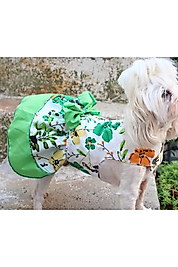 Cicekli Köpek Elbisesi Yesil