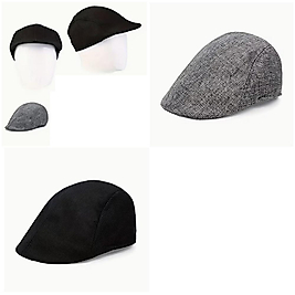 (1 SİYAH + 1 GRİ) 2 ADET TARZ RETRO TASARIM TÜM YAŞLARA HER MEVSİME UYGUN BERE ŞAPKA