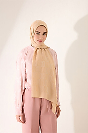 İmannoor Dama Desen Camel Naia Pamuk Şal 70x200