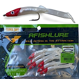 Afishlure 3 gr 6 cm Silikon Yem 6 adet (Kırmızı Kafa Sedef Beyaz)