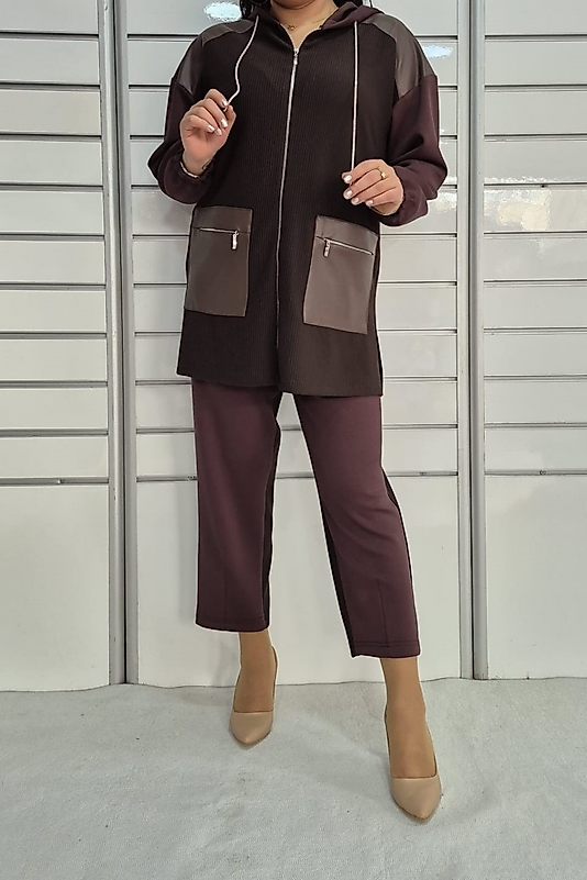Deri Garnili Modern İkili Takım