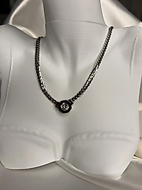 Elegant Black Diamond Pendant Necklace Model Çelik Kolye