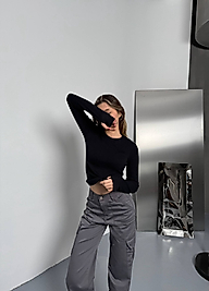 Modal kumaş Uzun Kollu Parmak Arası Geçiş Detaylı BADİ