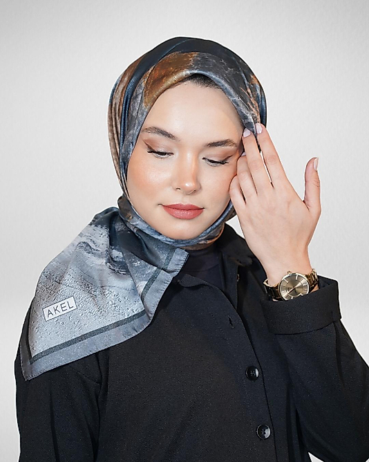 Dijital Kristal Eşarp Pastel Mermer Desenli