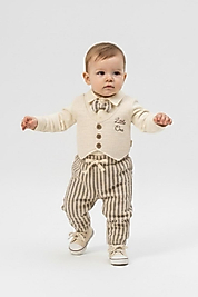 3-18 Ay Erkek Bebek Kendinden Yelekli Papyonlu İkili Takım