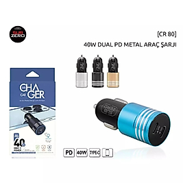 Subzero CR80 PD 40W Çift Çıkış Type-C Çıkışlı Araç Şarj Başlıgı