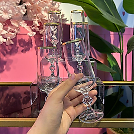 6 lı Gold yaldızlı kristal kadeh