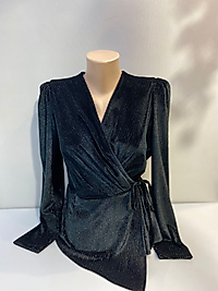 SİMLİ KRUVAZE KADİFE BLUZ