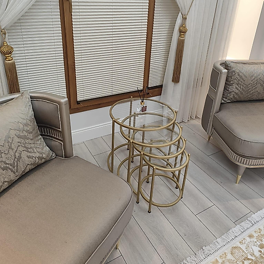 MAT GOLD BLOK YUVARLAK 4 LÜ ZİGON ŞEFAF CAM