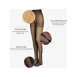 Belvü Kadin Thermal Peluş Iç Yüzey Sicak Tutan Tayt Belvü T102 - Siyah-Ten