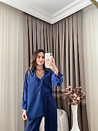 Saks Oval Kesim Modal Kumaş Gömlek