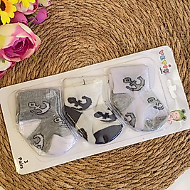 3’lü Panda ve Çapa Temalı Bebek Çorap Seti – Erkek Bebek – 0-6 Ay