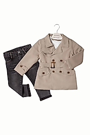 2-6 Yaş Erkek Çocuk Trençkotlu 3’lü Takım