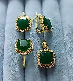 Çelik Gold Yeşim Taşlı 3 Lü Set