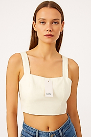 Batik Kadın ekru Mini Crop Top