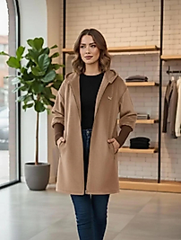 Angora Fermuarlı Cepli Kaban Sütlü KahveRenk