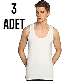 Sedef Yıldızı Erkek Penye Askılı Kolsuz Atlet Beyaz 3 Lü Paket