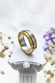 Tarihli  Gold-Gümüş-Rose Renk Çelik Alyans (Dönebilen)