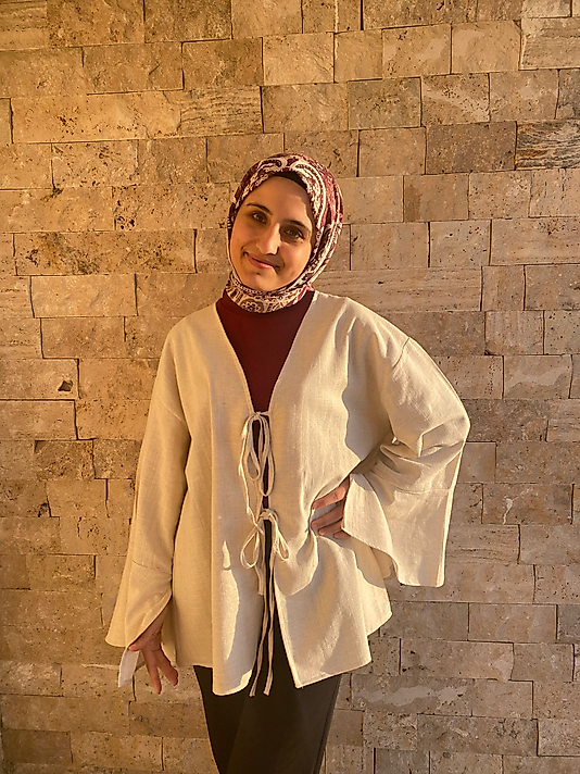 İki Bağcıklı Rus Keten Kimono
