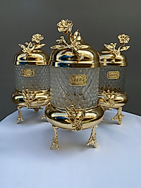 ÜÇLÜ LUX KRİSTAL GOLD KAVANOZ TAKIM