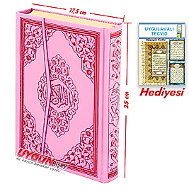Orta Boy Pembe Renkli Gül Desenli Ayfa Kur’an-ı Kerim