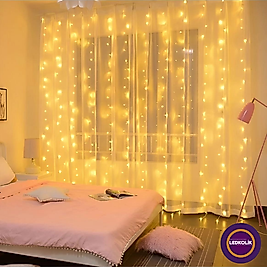 2X2 METRE 200 LEDLİ PİLLİ ANİMASYONLU  IŞIKLI PERDE