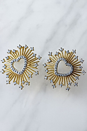 Çift Renk Taş Detaylı Yıldız Küpe