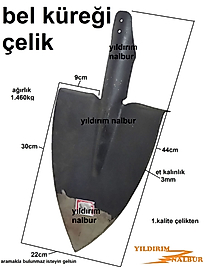 BEL KÜREĞİ KALIN RAY ÇELİK BELLEME KÜREK YARIM BEL KÜREĞİ BAHÇE BÜYÜK BOY