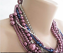 Claret -dark blue pearl necklace