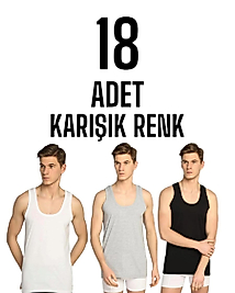 Sedef Yıldızı Erkek Penye Askılı Kolsuz Atlet Karışık 18 Li Paket