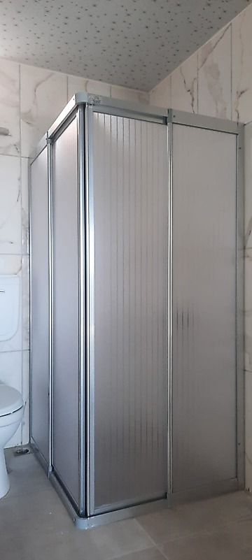 70cm x80cm Parlak Profil Köşeden Girişli Mika Duşakabin