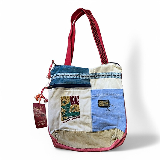 Old Cotton Cargo Vintage Renkli Etnik Orta Boy Günlük Kadın Kol Omuz Çantası 27CM x 33CM