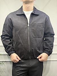 Gabardin Kumaş Bomber Mont - Siyah