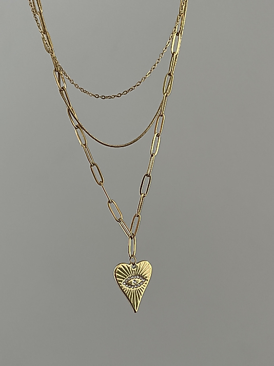 Çelik 3’şü Birleşik Kalp Kolye