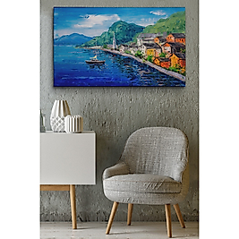 Hallstatt Avusturya Yağlıboya Görünüm Dekoratif Kanvas Duvar Tablosu 35 x 50 cm