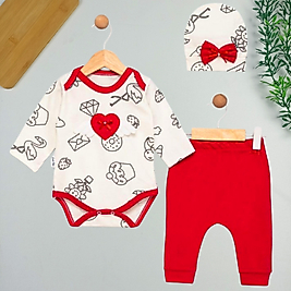 Kalp Saç Bantlı 3 Parça Takım