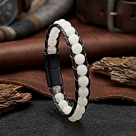 Neon Fosforlu Deri Çelik Bilelklik