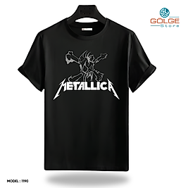 Rock and Roll & Metallica Tarzı Baskılı Oversize Unisex Tişört