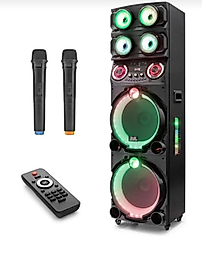 Subzero 120w Parti 12x2 Inç Profesyonel Rgb Renkli Kumandalı Mikrofonlu Büyük Boy Karaoke Bluetooth Hoparlör