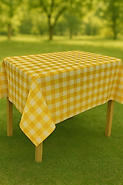 Masa Örtüsü & Piknik Örtsü -Raşel Kumaş 120 cm X 160 cm -Kare Desenli