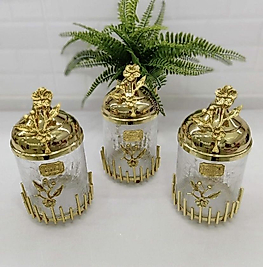 ÇUBUK MODEL ÜÇLÜ KAVANOZ TAKIM GOLD RENK
