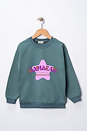 Kız Çocuk Siyah "Ramazan Şükretmektir"  Baskılı Pamuklu Sweat